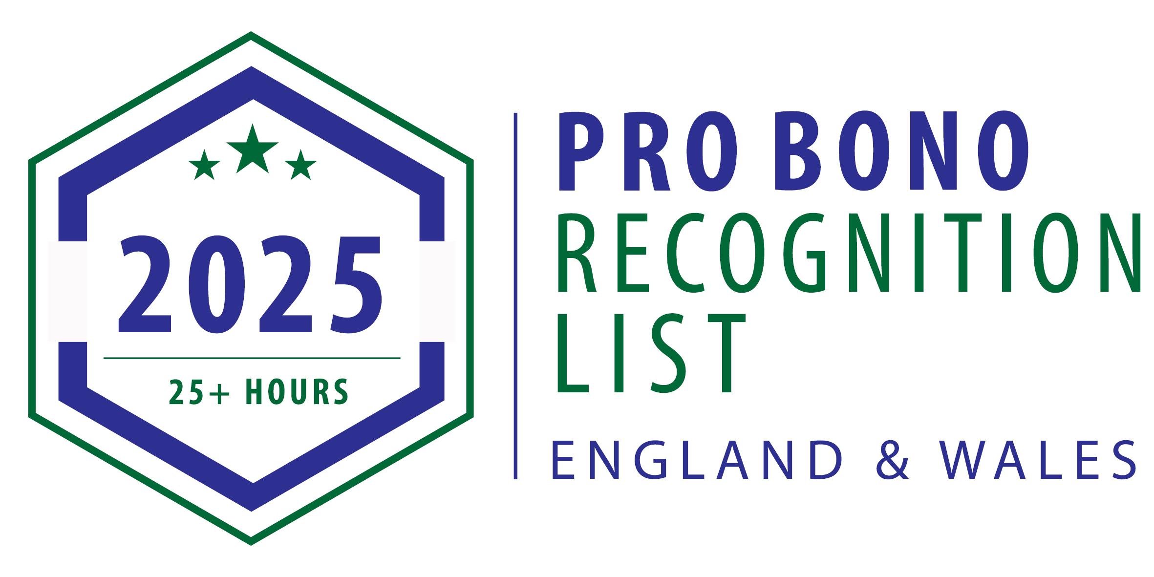 Pro Bono Recognition List 2025 Logo